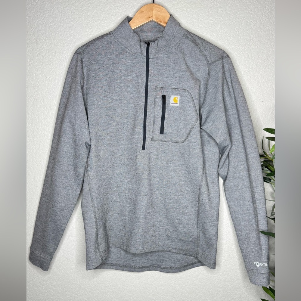 Carhartt Force Quarter Zip Pullover Gray Men’s Size M Moisture Wicking Workwear